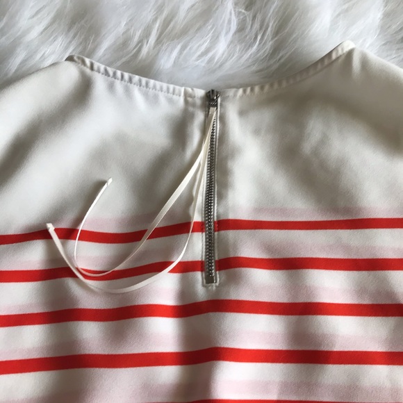 Loft Striped Top with Zip - XS White Red - Picture 5 of 6